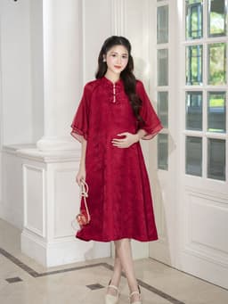 [SALE TẾT] LYMMOM - Áo Dài Bầu Thiết Kế , Áo Dài Cách Tân Triết Mộc Miên Gấm Hồ Điệp Cao Cấp - VB161 6