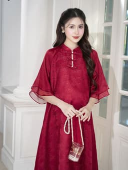 [SALE TẾT] LYMMOM - Áo Dài Bầu Thiết Kế , Áo Dài Cách Tân Triết Mộc Miên Gấm Hồ Điệp Cao Cấp - VB161 7