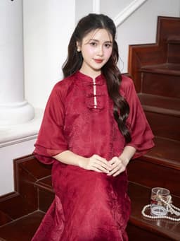 [SALE TẾT] LYMMOM - Áo Dài Bầu Thiết Kế , Áo Dài Cách Tân Triết Mộc Miên Gấm Hồ Điệp Cao Cấp - VB161 8