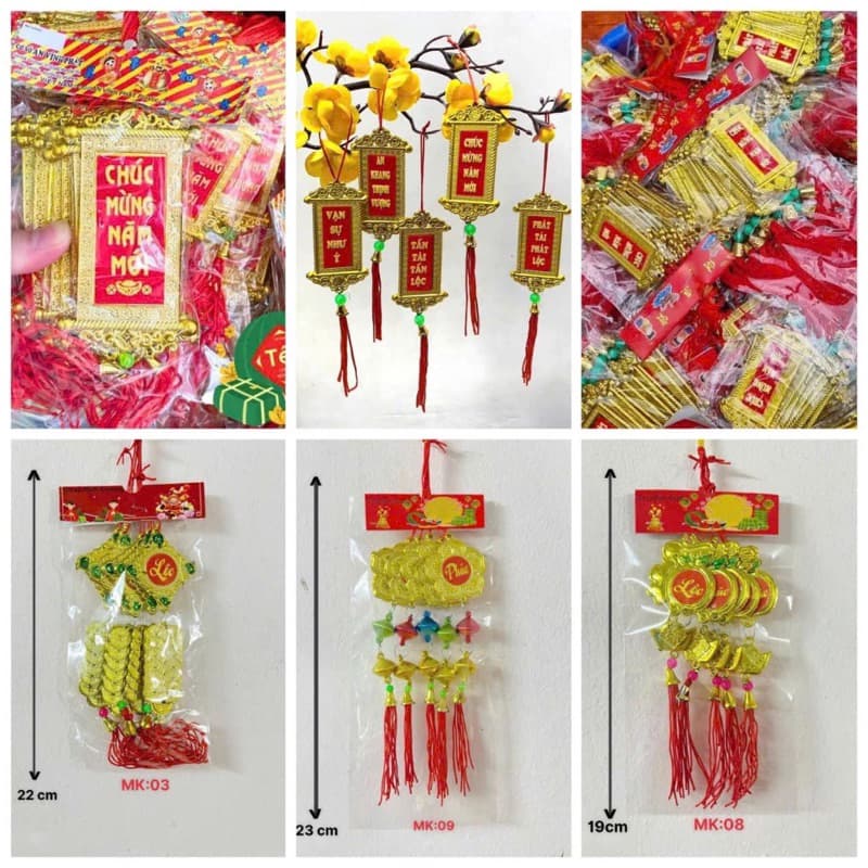 Combo 100 dây treo trang trí tết, khánh treo tết, liễn treo cây mai mẫu ngẫu nhiên