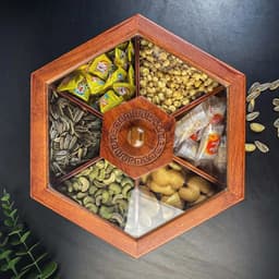 Khay Đựng Bánh Kẹo, Khay Bánh Kẹo, Khay Mứt Lục Giác Cao Cấp, Khay Gỗ Hương Giá Rẻ 9