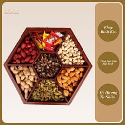 Khay Đựng Bánh Kẹo, Khay Bánh Kẹo, Khay Mứt Lục Giác Cao Cấp, Khay Gỗ Hương Giá Rẻ 6