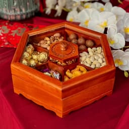 Khay Đựng Bánh Kẹo, Khay Bánh Kẹo, Khay Mứt Lục Giác Cao Cấp, Khay Gỗ Hương Giá Rẻ 7