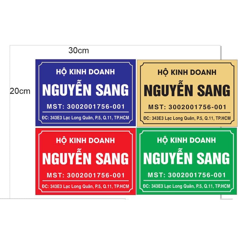 Bảng mica hộ kinh doanh - In logo, tên công ty, mã số thuế theo yêu cầu - Bảng hiệu đẹp, bền
