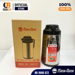 Phích nước nóng Rạng Đông 1 lít, Bình thủy giữ nhiệt tốt vỏ inox ruột thủy tinh mã RD-1040 ST2 3