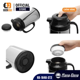 Phích nước nóng Rạng Đông 1 lít, Bình thủy giữ nhiệt tốt vỏ inox ruột thủy tinh mã RD-1040 ST2 6