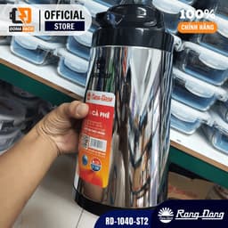 Phích nước nóng Rạng Đông 1 lít, Bình thủy giữ nhiệt tốt vỏ inox ruột thủy tinh mã RD-1040 ST2 8