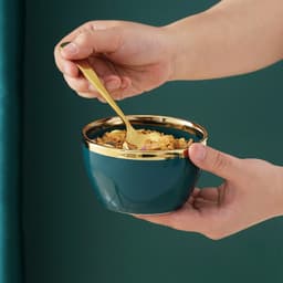 Bộ Chén Bát Sứ Xanh Cổ Vịt Viền Vàng Phong Cách Nhật Bản Sang Trọng M88 6