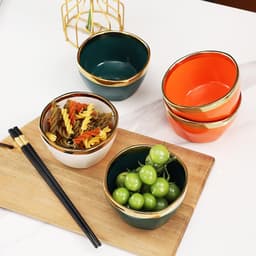 Bộ Chén Bát Sứ Xanh Cổ Vịt Viền Vàng Phong Cách Nhật Bản Sang Trọng M88 4
