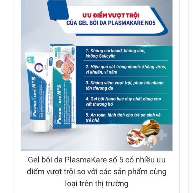 Tuýp bôi Plasma Kare NO5 giúp giảm viêm da cơ địa , giảm nấm ngứa , viên da dị ứng