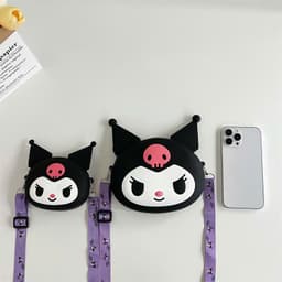 Túi xách silicon hình mặt Kuromi cho bé trai bé gái đeo chéo đựng lì xì thời trang hottrend 9