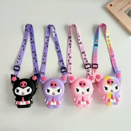 Túi xách silicon Kuromi cho bé trai bé gái đeo chéo đựng bì lì xì thời trang hot trend Tết 5