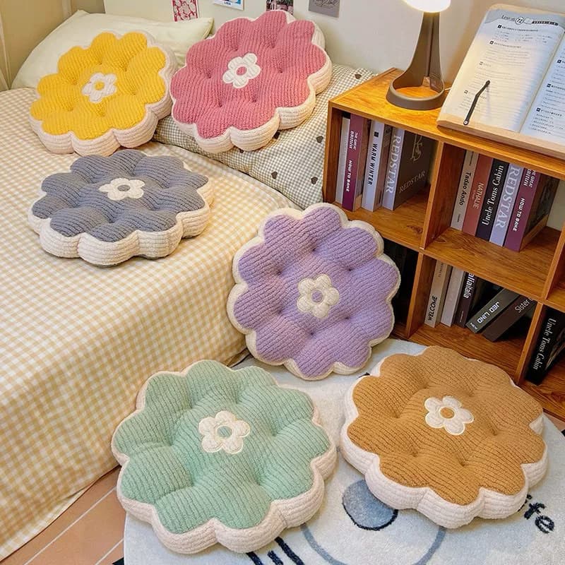 Đệm Ghế Dày Hình Bánh Quy, Nệm Lót Sàn Mềm Mịn Dễ Thương Đệm Văn Phòng Chất Nỉ Nhung Nhà miu gấu xinh