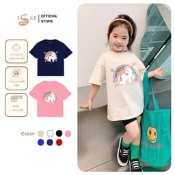 Áo Thun Cho Bé Trai, Bé Gái Họa Tiết Kỳ Lân Cầu Vồng Chất Vải Mềm Mịn Họa Tiết Động Vật Dễ Thương, Size Từ 2 Đến 12T 1