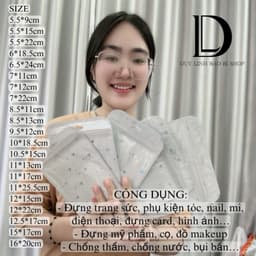 (10 cái) Túi Zip trắng tim có lỗ treo Đựng Trang Sức, Túi hologram 1 mặt màu trắng lấp lánh trái tim, 1 mặt trong… 7