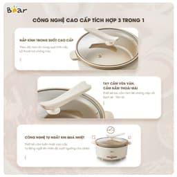 Nồi Lẩu Điện Bear SB-NL05F, 5Lit - Lòng Nồi Chống Dính, Điều Khiển Cơ, Hàng Chính Hãng 5