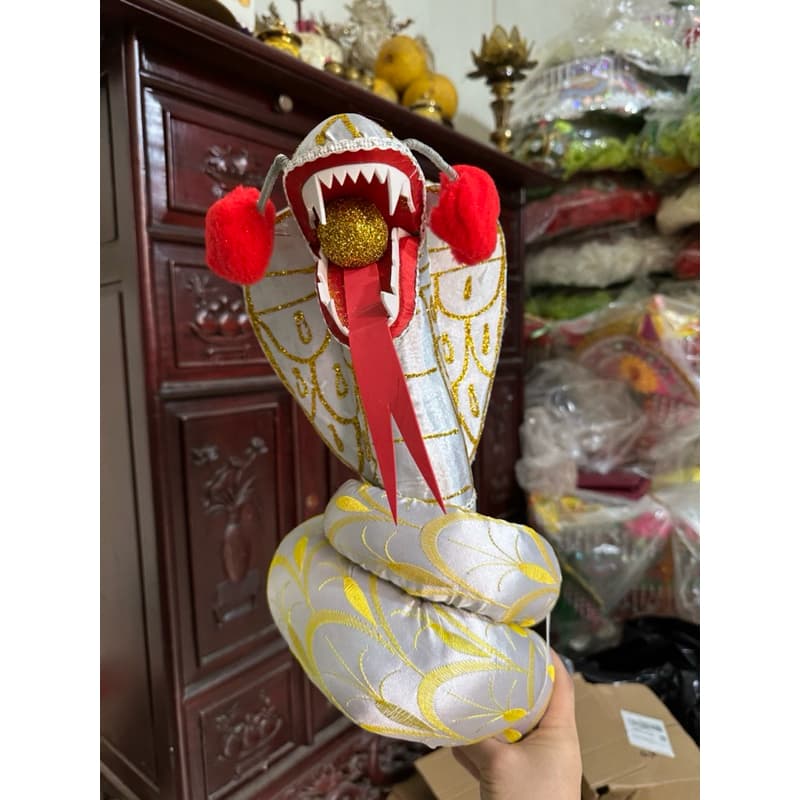 Freeship THANH XÀ BẠCH XÀ, rắn thờ hàng thêu 3d nhồi đẹp đủ kích thước