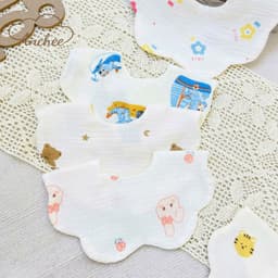 Yếm Tròn Hoa Muslin 4 Lớp có cúc bấm Độ Chất Liệu Mềm Mịn - Thấm Hút Mồ Hôi Cho Bé 0-1,5 Tuổi 4
