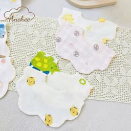 Yếm Tròn Hoa Muslin 4 Lớp có cúc bấm Độ Chất Liệu Mềm Mịn - Thấm Hút Mồ Hôi Cho Bé 0-1,5 Tuổi 3