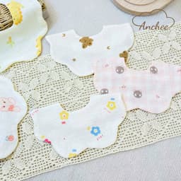 Yếm Tròn Hoa Muslin 4 Lớp có cúc bấm Độ Chất Liệu Mềm Mịn - Thấm Hút Mồ Hôi Cho Bé 0-1,5 Tuổi 5