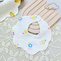 Yếm Tròn Hoa Muslin 4 Lớp có cúc bấm Độ Chất Liệu Mềm Mịn - Thấm Hút Mồ Hôi Cho Bé 0-1,5 Tuổi 6