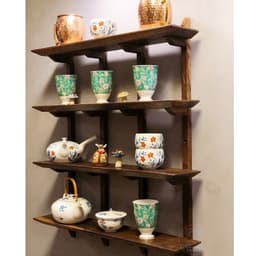 Combo bộ kệ gỗ treo tường 4 tầng gỗ Tràm tự nhiên nguyên tấm - Xưởng Mộc Maido 1
