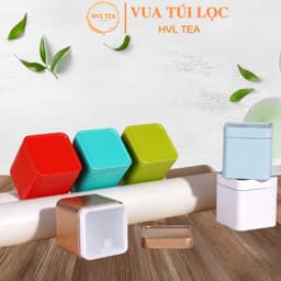 Hộp đựng trà hình vuông 2 lớp, chất liệu thiếc, Hộp bảo quản trà hình vuông, tiện lợi - HVL TEA 1