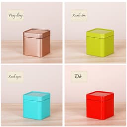 Hộp đựng trà hình vuông 2 lớp, chất liệu thiếc, Hộp bảo quản trà hình vuông, tiện lợi - HVL TEA 4