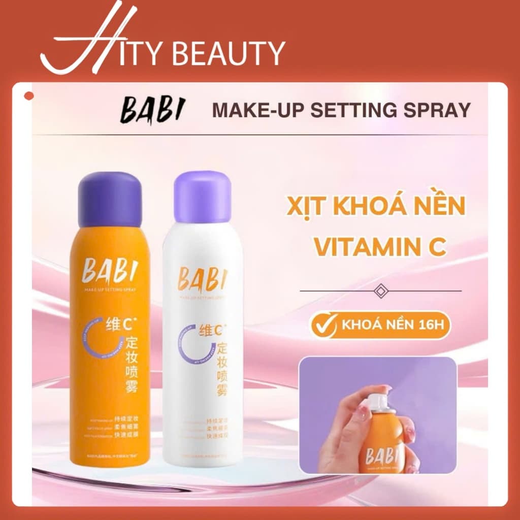 Xịt khoá nền trang điểm BABI Vitamin C, Xịt giữ makeup lâu trôi 16h cấp ẩm kiểm soát dầu chống nước - Hity Beauty