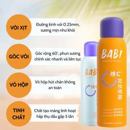 Xịt khoá nền trang điểm BABI Vitamin C, Xịt giữ makeup lâu trôi 16h cấp ẩm kiểm soát dầu chống nước - Hity Beauty 2