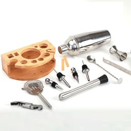 Bộ 12 món dụng cụ pha chế shaker trà sữa cocktail cao cấp đi kèm đế gỗ - T0505 4