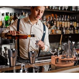 Bộ 12 món dụng cụ pha chế shaker trà sữa cocktail cao cấp đi kèm đế gỗ - T0505 5