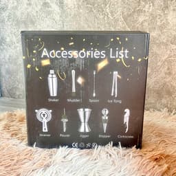 Bộ 12 món dụng cụ pha chế shaker trà sữa cocktail cao cấp đi kèm đế gỗ - T0505 7