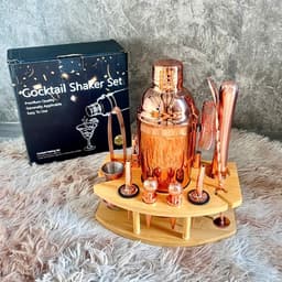 Bộ 12 món dụng cụ pha chế shaker trà sữa cocktail cao cấp đi kèm đế gỗ - T0505 8