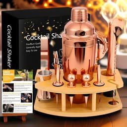 Bộ 12 món dụng cụ pha chế shaker trà sữa cocktail cao cấp đi kèm đế gỗ - T0505 1
