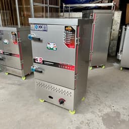 Tủ hấp giò chả xúc xích lạp xưởng chạy ga 12 khay inox-Tủ nấu cơm công nghiệp bằng gas 4