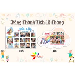 Bảng thành tích, thông tin, khung ảnh 12 tháng trang trí sinh nhật cho bé trai và bé gái 8