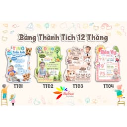 Bảng thành tích, thông tin, khung ảnh 12 tháng trang trí sinh nhật cho bé trai và bé gái 3