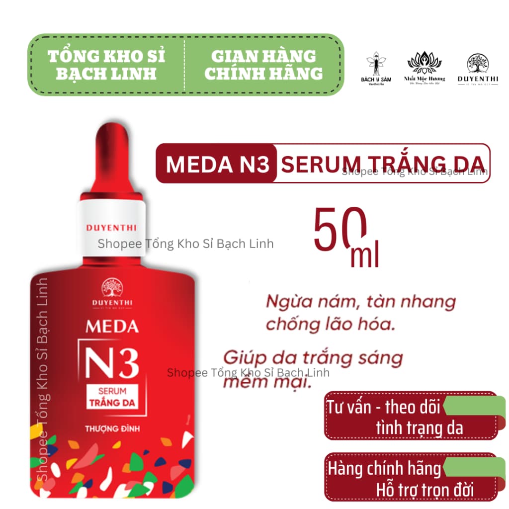 Serum N3 Duyên Thị Bách Y Sâm (Serum Trắng Da Thượng Đình) - TRẮNG DA MỜ NÁM TÀN NHANG 50ml
