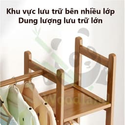 LACCOHUG Giá treo quần áo Móc treo đồ bằng tre đơn giản tích hợp ngăn kéo đa năng tiết kiệm 9