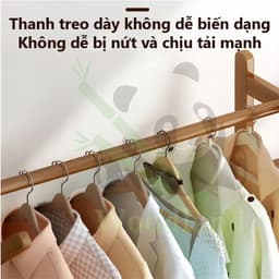 LACCOHUG Giá treo quần áo Móc treo đồ bằng tre đơn giản tích hợp ngăn kéo đa năng tiết kiệm 7