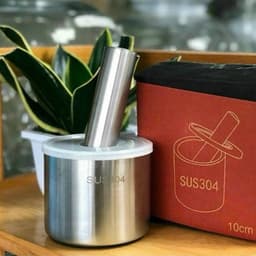 Bộ Chày Cối Inox 304 Có Nắp Đậy, Chày Cối Nguyên Khối Dã Đồ Cực Nhuyễn Mịn Tiện Lợi Cho Gia Đình 3
