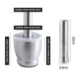 Bộ Chày Cối Inox 304 Có Nắp Đậy, Chày Cối Nguyên Khối Dã Đồ Cực Nhuyễn Mịn Tiện Lợi Cho Gia Đình 5
