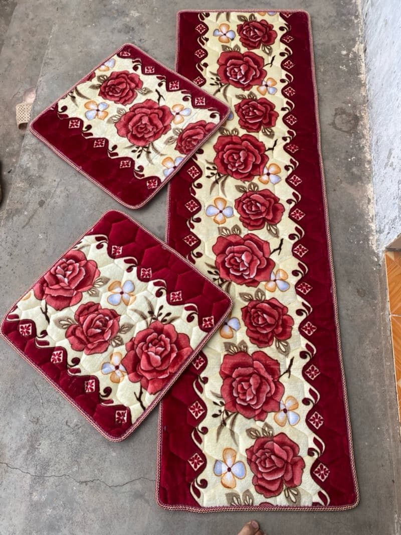 Thảm ghế mùa đông một dài hai ngắn chất nhung mềm bộ ghế 2m ngang 57cm, hai tấm rời 57cm x67cm chuẩn kíchs thước