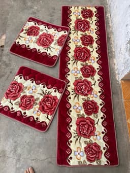 Thảm ghế mùa đông một dài hai ngắn,bộ ghế hoa vải nhung bộ 1m9 x55cm, hai ghế rời 55x55cm 4