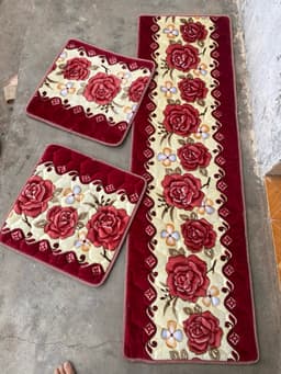 Thảm ghế mùa đông một dài hai ngắn,bộ ghế hoa vải nhung bộ 1m9 x55cm, hai ghế rời 55x55cm 3