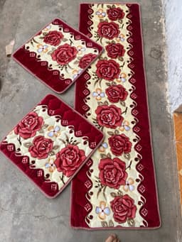 Thảm ghế mùa đông một dài hai ngắn,bộ ghế hoa vải nhung bộ 1m9 x55cm, hai ghế rời 55x55cm 5