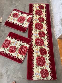 Thảm ghế mùa đông một dài hai ngắn,bộ ghế hoa vải nhung bộ 1m9 x55cm, hai ghế rời 55x55cm 6