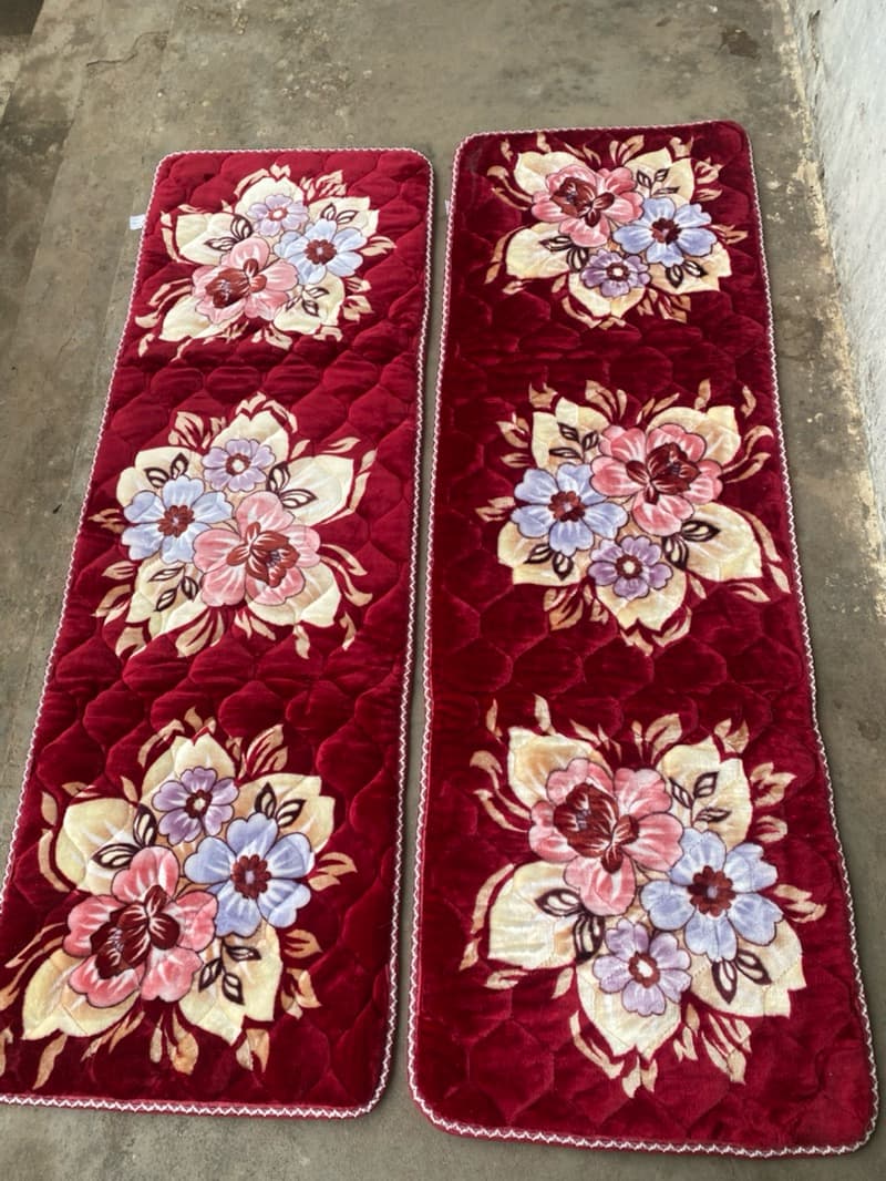 Thảm ghế mùa đông bộ hai cái dài, bộ ghế vải rất dầy 1m7 ngang 54cm hai tấm dài cao cấp chất nhung mềm
