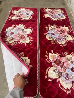 Thảm ghế mùa đông bộ hai cái dài, bộ ghế vải rất dầy 1m7 ngang 54cm hai tấm dài cao cấp chất nhung mềm 6